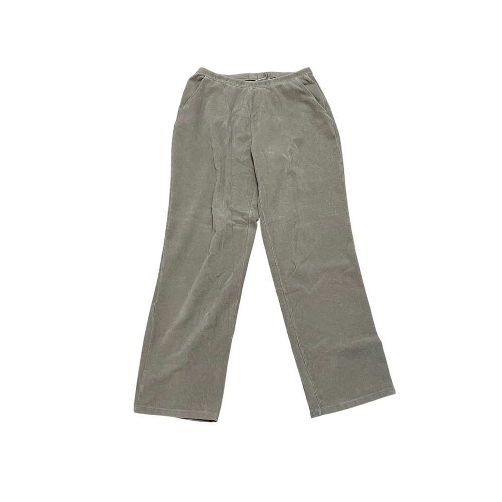 LL Bean Womens M Pull On Stretch Corduroy Tan Neutral Elastic Waist Straight Leg